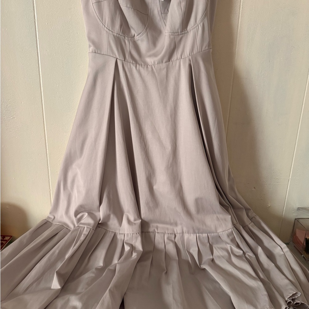 Anthropologie Strapless moon grey  Midi Dress
